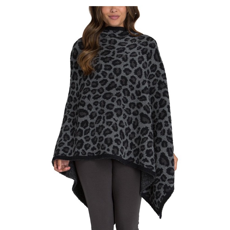 Barefoot Dreams Animal Print Poncho - Brown And Black